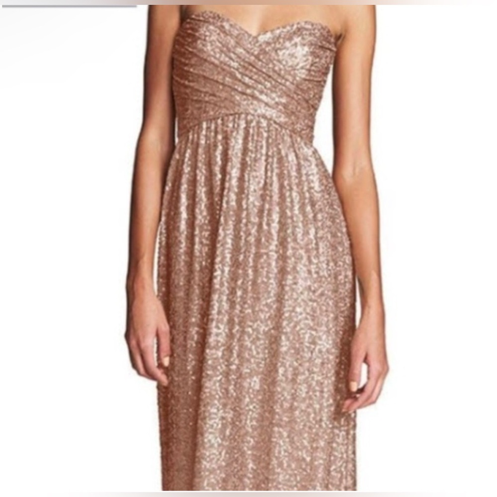 Amsale rose gold sequin gown